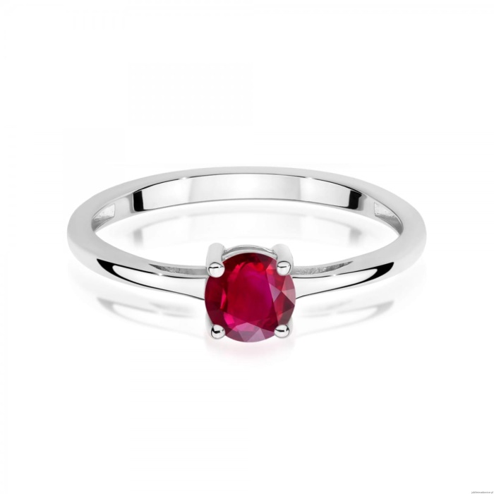 Pierścionek W0656 Rubin 0,60ct białe złoto 375