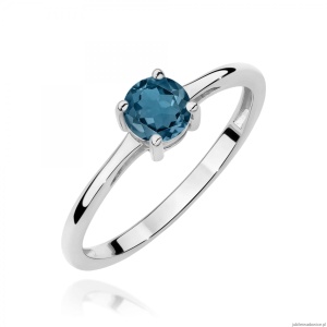 Pierścionek W0656 Topaz London Blue 0,50ct białe złoto 375
