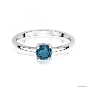 Pierścionek W0656 Topaz London Blue 0,50ct białe złoto 375