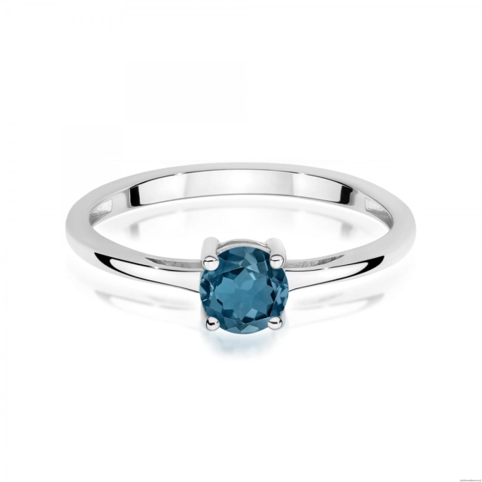 Pierścionek W0656 Topaz London Blue 0,50ct białe złoto 375