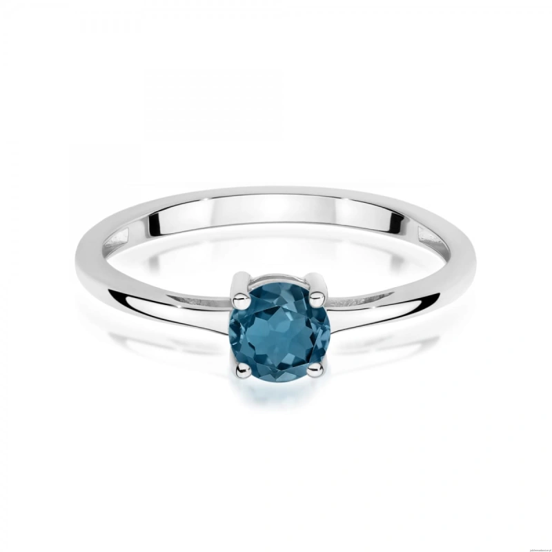 Pierścionek W0656 Topaz London Blue 0,50ct białe złoto 375