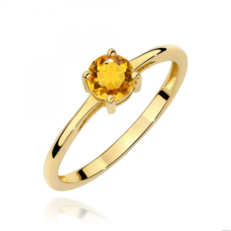 Pierścionek W0656 Cytryn 0,50ct żółte złoto 375