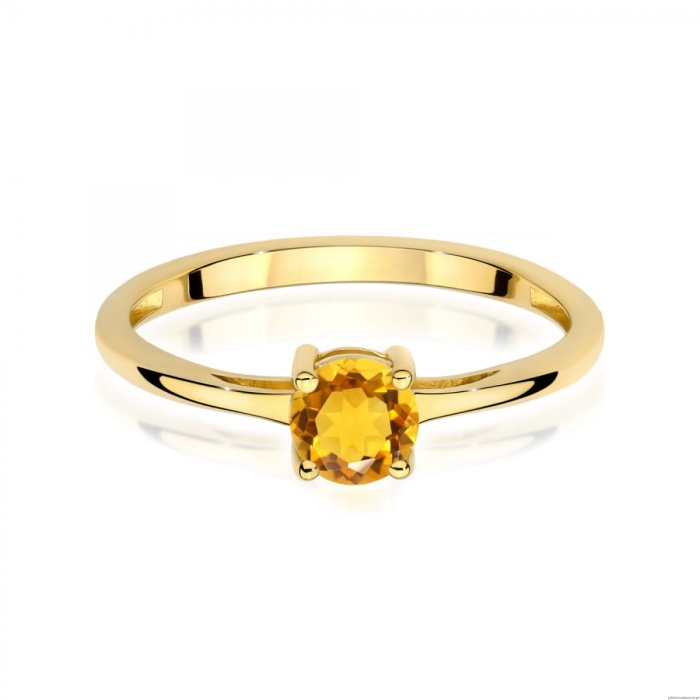 Pierścionek W0656 Cytryn 0,50ct żółte złoto 375