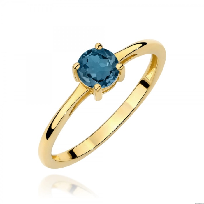 Pierścionek W0656 Topaz London Blue 0,50ct żółte złoto 375