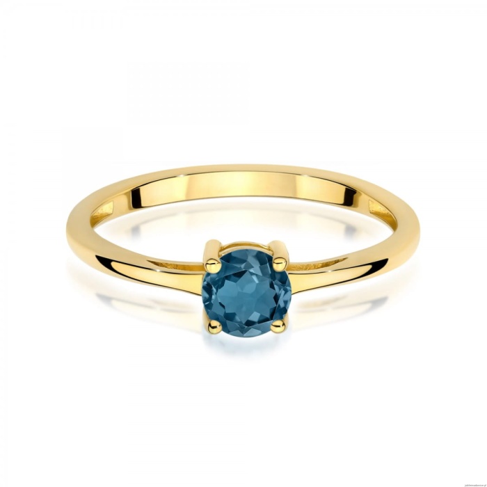 Pierścionek W0656 Topaz London Blue 0,50ct żółte złoto 375