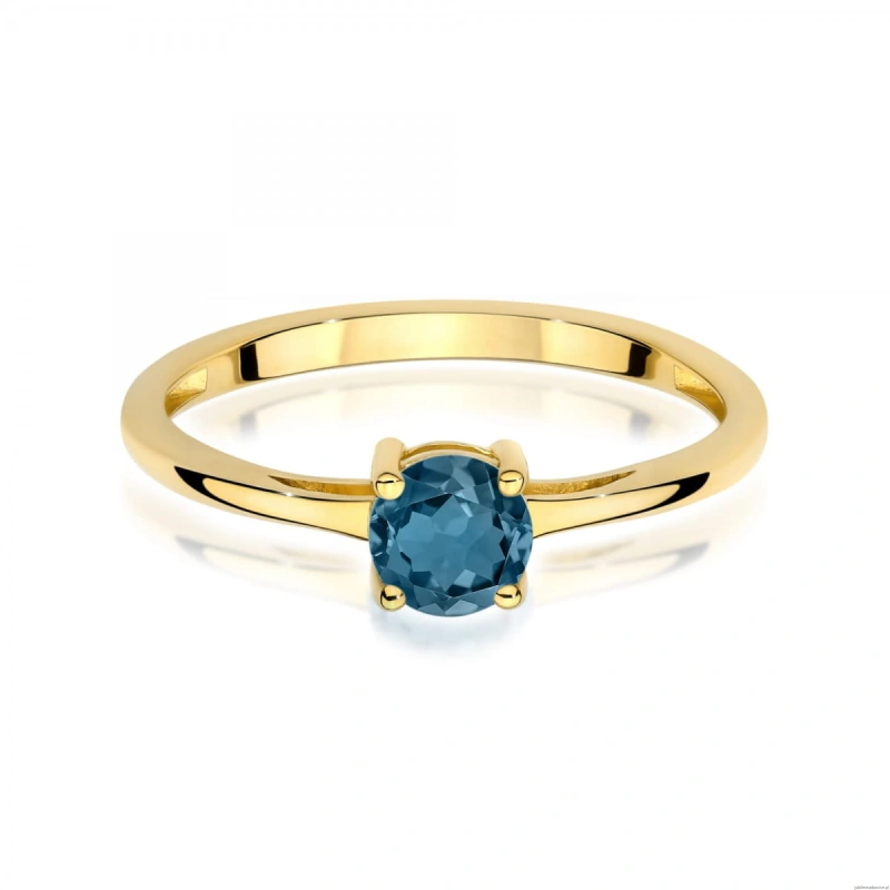Pierścionek W0656 Topaz London Blue 0,50ct żółte złoto 375