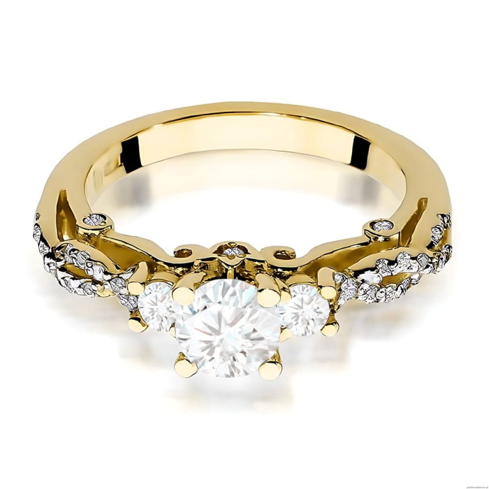 Pierścionek W0023 Diament Laboratoryjny 0,50ct żółte złoto 375