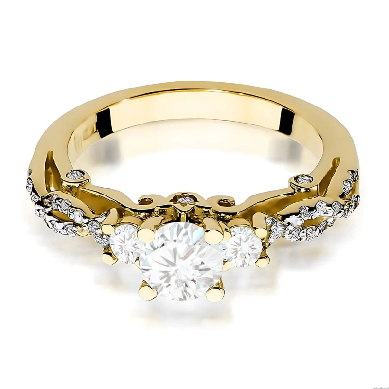 Pierścionek W0023 Diament Laboratoryjny 0,50ct żółte złoto 375