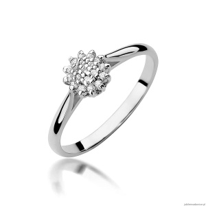Pierścionek W0401 z diamentami laboratoryjnymi białe złoto 375