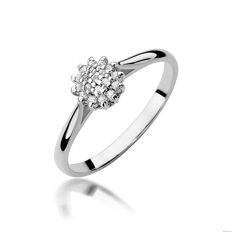 Pierścionek W0401 z diamentami laboratoryjnymi białe złoto 375