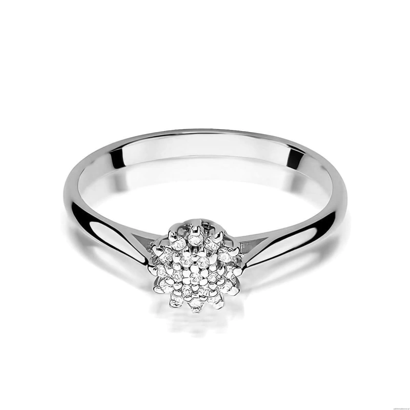 Pierścionek W0401 z diamentami laboratoryjnymi białe złoto 375