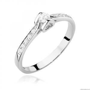 Pierścionek W0435 Diament Laboratoryjny 0,10ct białe złoto 375