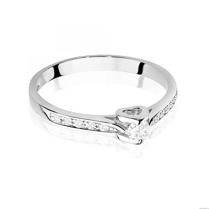 Pierścionek W0435 Diament Laboratoryjny 0,10ct białe złoto 375