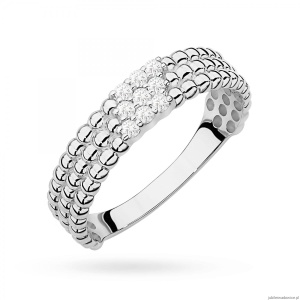 Pierścionek W0621 z diamentami białe złoto 375