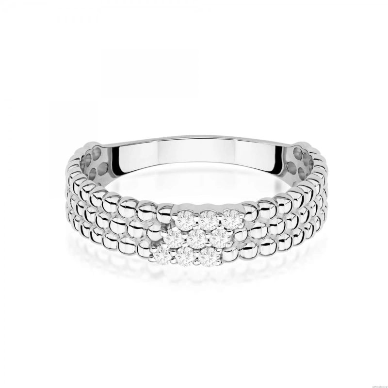 Pierścionek W0621 z diamentami białe złoto 375