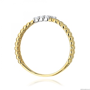 Pierścionek W0621 z diamentami żółte złoto 375