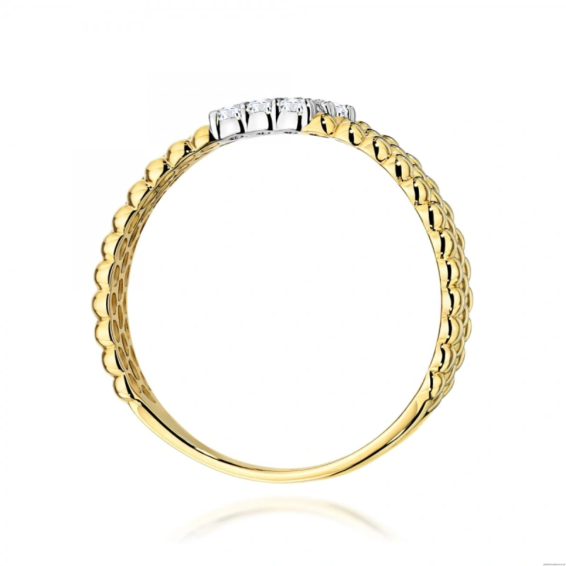 Pierścionek W0621 z diamentami żółte złoto 375
