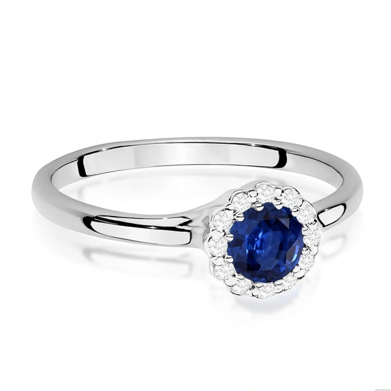 Pierścionek W0622 Szafir 0,50ct białe złoto 375