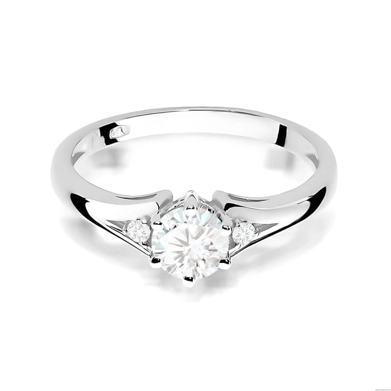 Pierścionek W0076 Diament laboratoryjny 0,50ct białe złoto 375
