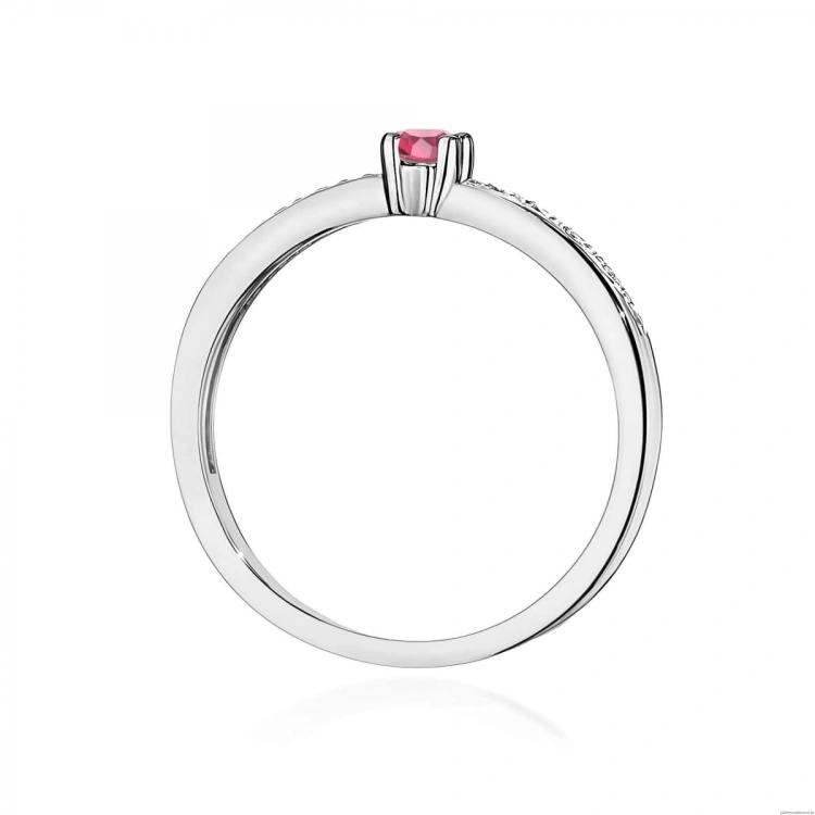 Pierścionek W0288 Różowy Topaz 0,15ct białe złoto 375