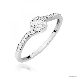 Pierścionek W0658 Diament 0,08ct białe złoto 375