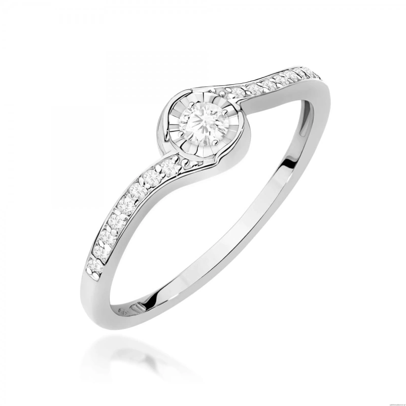 Pierścionek W0658 Diament 0,08ct białe złoto 375