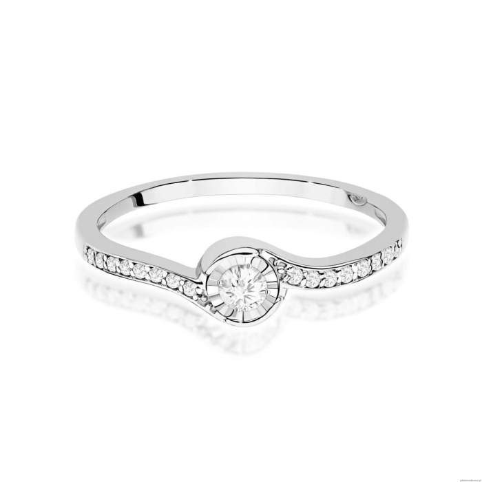 Pierścionek W0658 Diament 0,08ct białe złoto 375