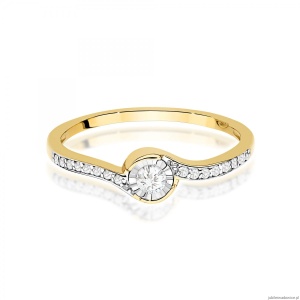 Pierścionek W0658 Diament 0,08ct żółte złoto 375