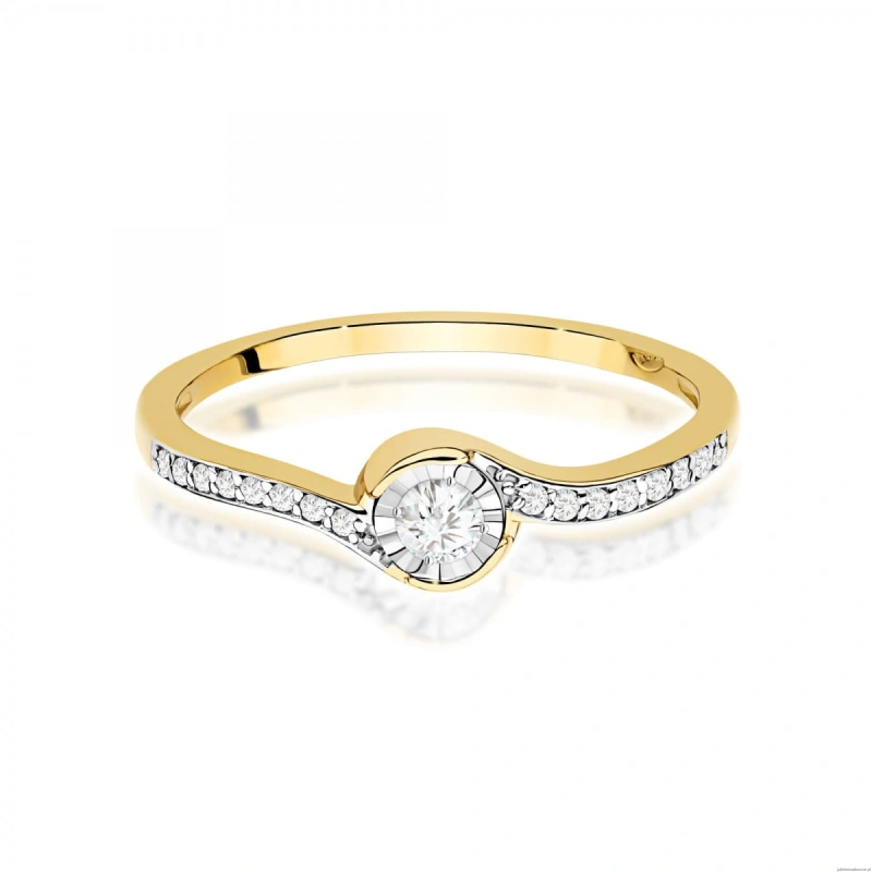 Pierścionek W0658 Diament 0,08ct żółte złoto 375