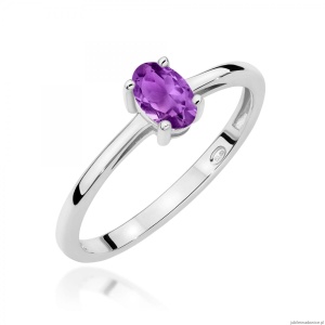 Pierścionek W0685 Ametyst 0,40ct białe złoto 375