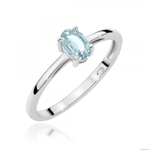 Pierścionek W0685 Akwamaryn 0,35ct białe złoto 375