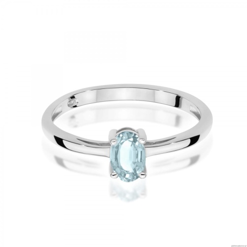 Pierścionek W0685 Akwamaryn 0,35ct białe złoto 375