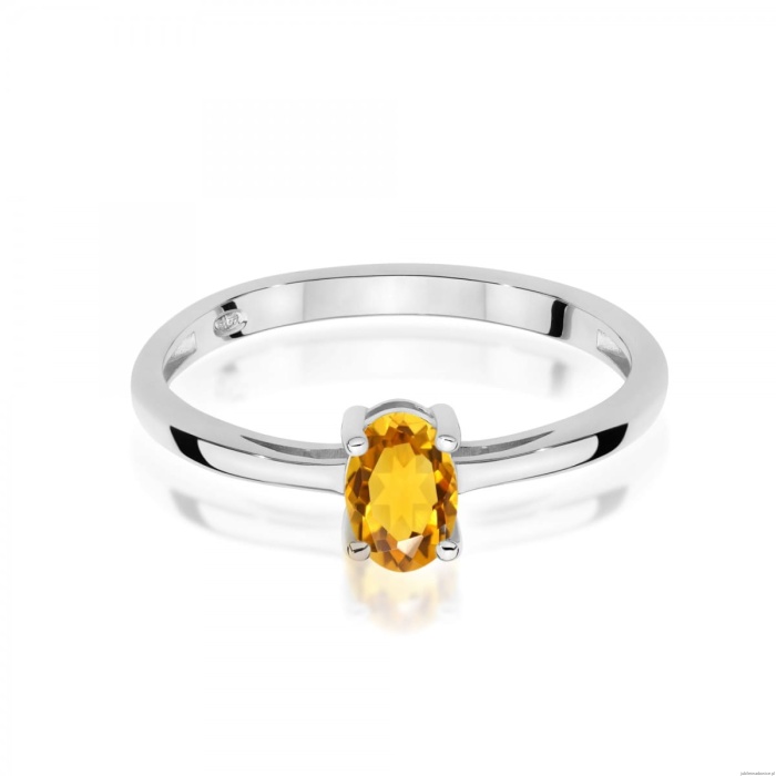 Pierścionek W0685 Cytryn 0,60ct białe złoto 375