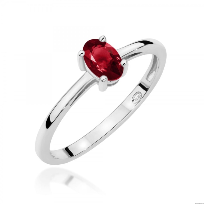 Pierścionek W0685 Granat 0,50ct białe złoto 375