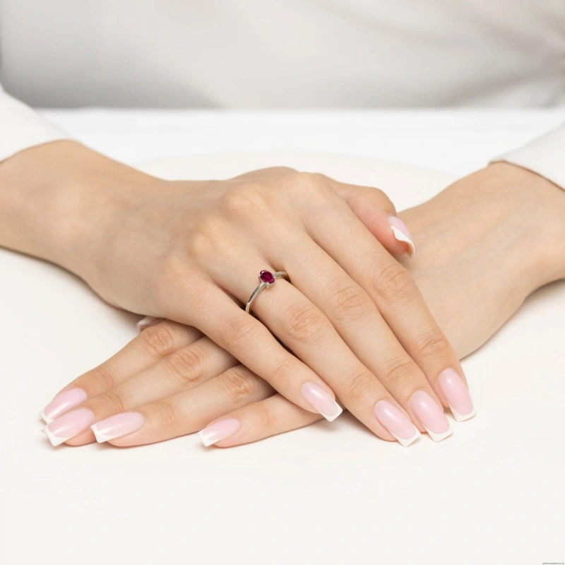 Pierścionek W0685 Rodolit 0,50ct białe złoto 375