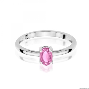 Pierścionek W0685 Szafir Różowy 0,45ct białe złoto 375