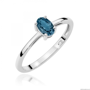 Pierścionek W0685 Topaz London Blue 0,50ct białe złoto 375
