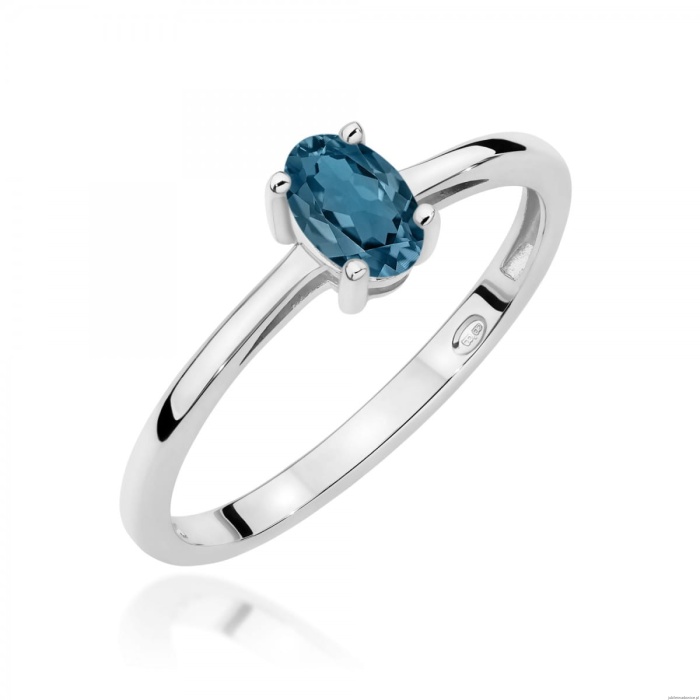 Pierścionek W0685 Topaz London Blue 0,50ct białe złoto 375