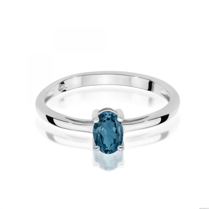 Pierścionek W0685 Topaz London Blue 0,50ct białe złoto 375