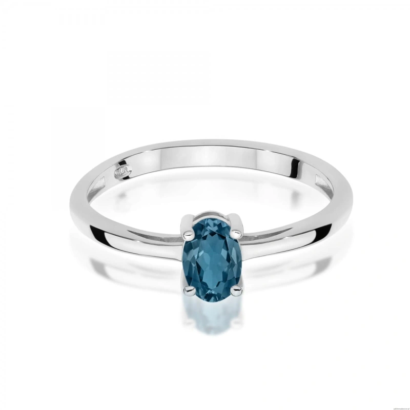 Pierścionek W0685 Topaz London Blue 0,50ct białe złoto 375