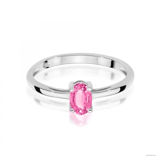 Pierścionek W0685 Topaz Różowy 0,50ct białe złoto 375