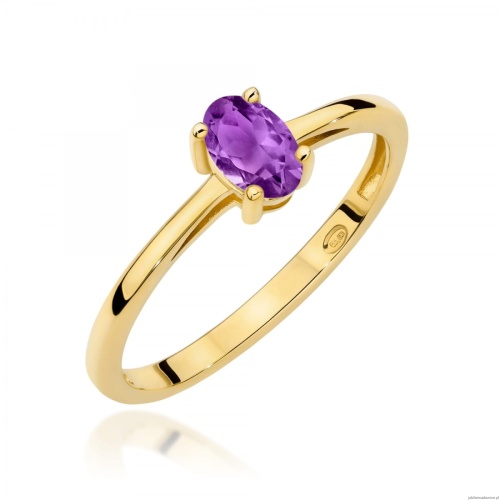 Pierścionek W0685 Ametyst 0,40ct żółte złoto 375