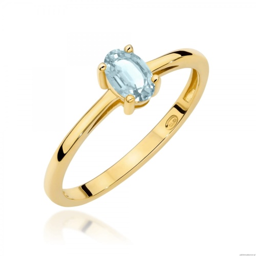 Pierścionek W0685 Akwamaryn 0,35ct żółte złoto 375