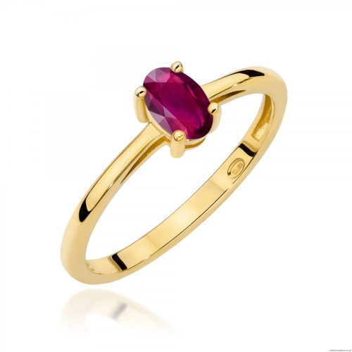 Pierścionek W0685 Rodolit 0,50ct żółte złoto 375