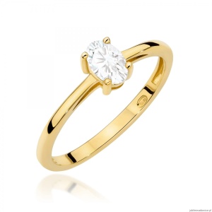 Pierścionek W0685 Szafir Biały 0,50ct żółte złoto 375