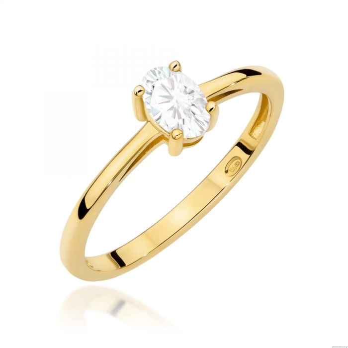 Pierścionek W0685 Szafir Biały 0,50ct żółte złoto 375