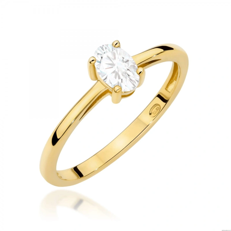 Pierścionek W0685 Szafir Biały 0,50ct żółte złoto 375