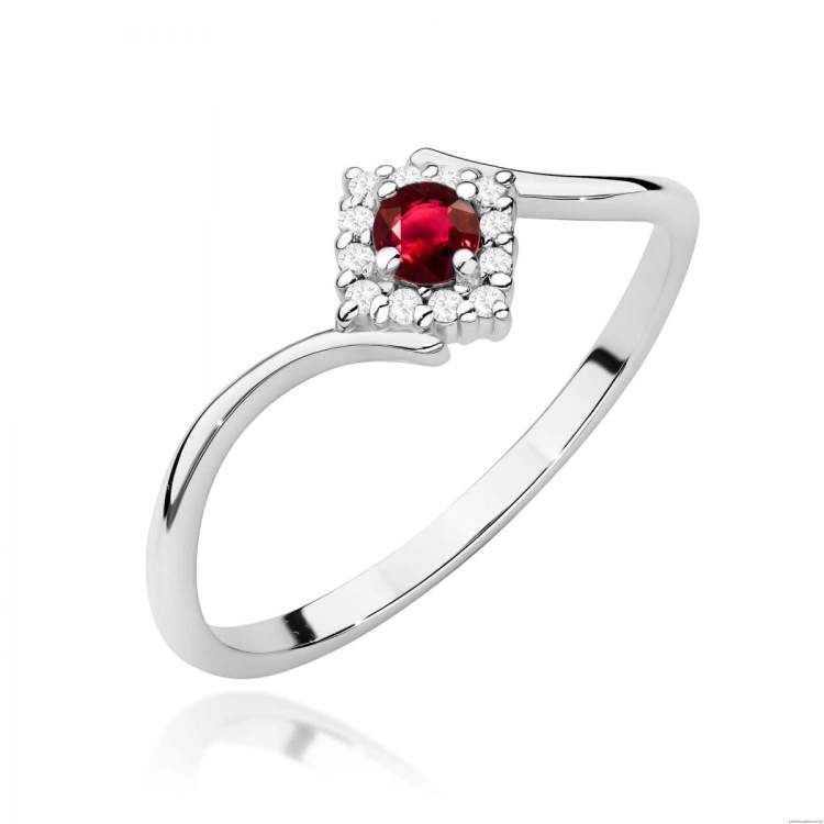 Pierścionek W0702 Rubin 0,15ct białe złoto 375
