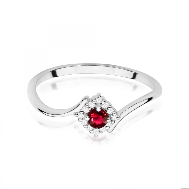 Pierścionek W0702 Rubin 0,15ct białe złoto 375