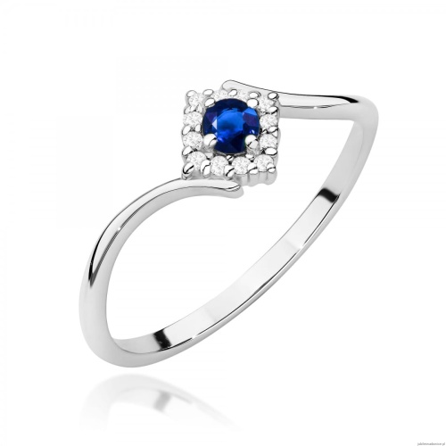 Pierścionek W0702 Szafir 0,15ct białe złoto 375